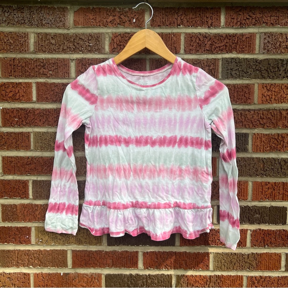 Jumping Beans Light Pink and White Tie Dye Long Sleeve Tee Shirt